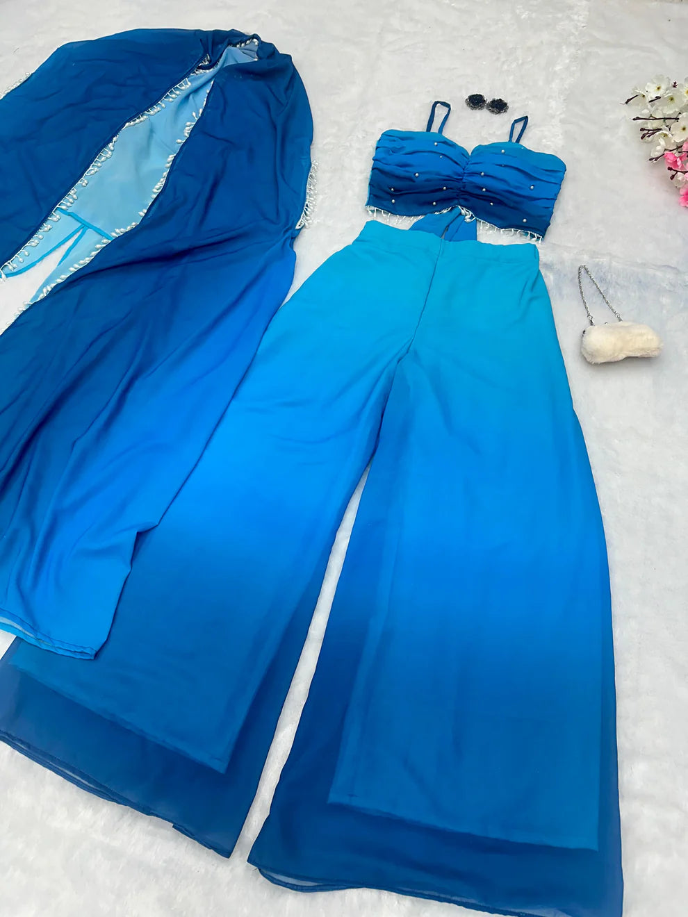 Blue Hue Ombré Indo-Western Set