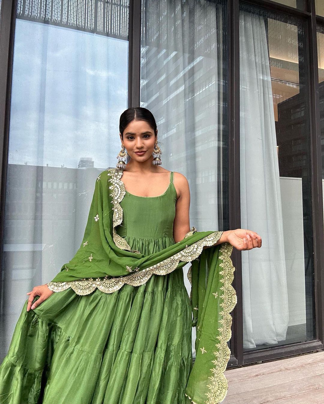 Emerald Green designer Anarkali Set