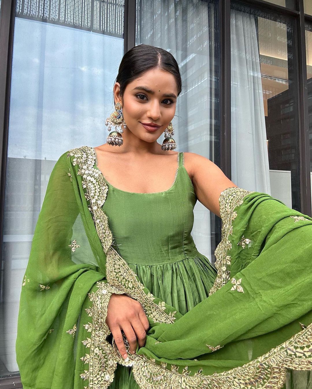 Emerald Green designer Anarkali Set