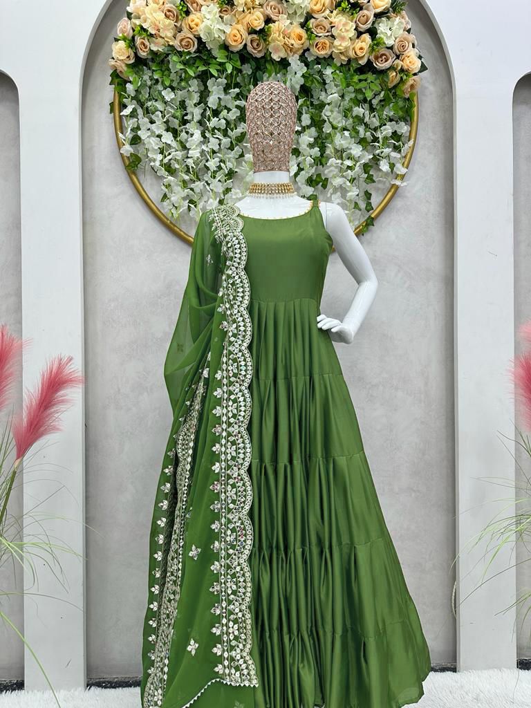 Emerald Green designer Anarkali Set