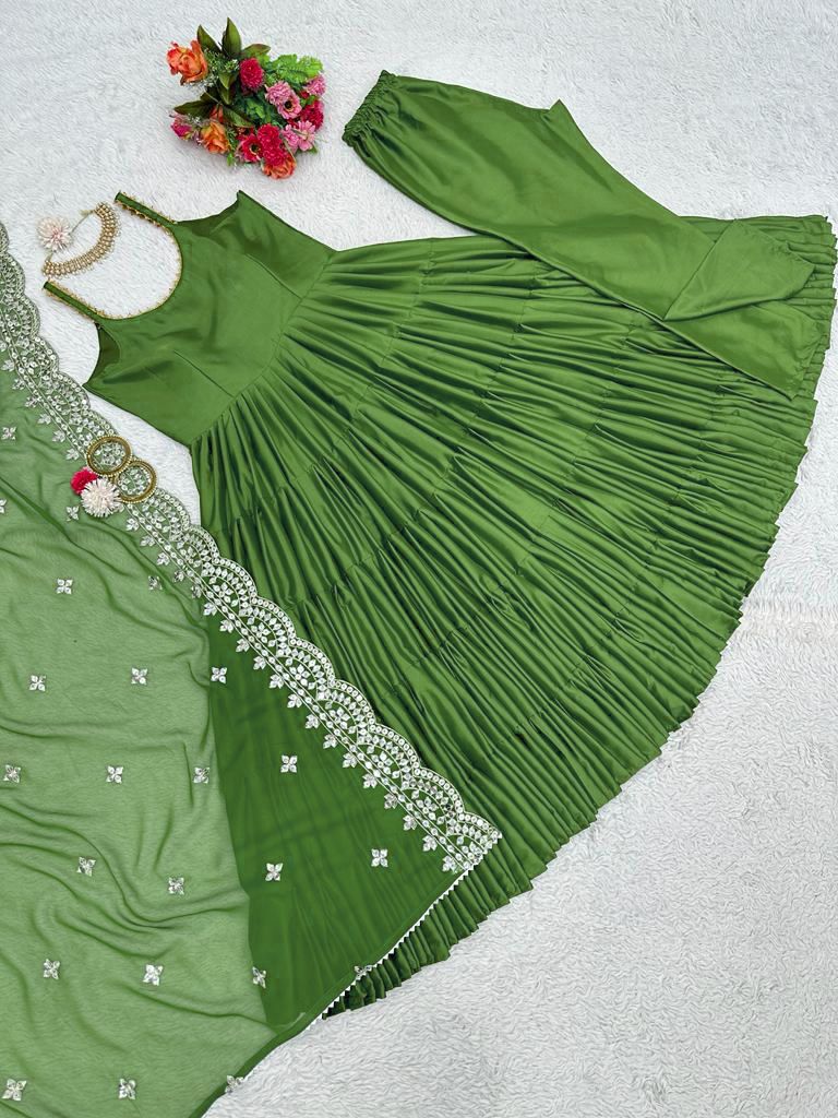 Emerald Green designer Anarkali Set