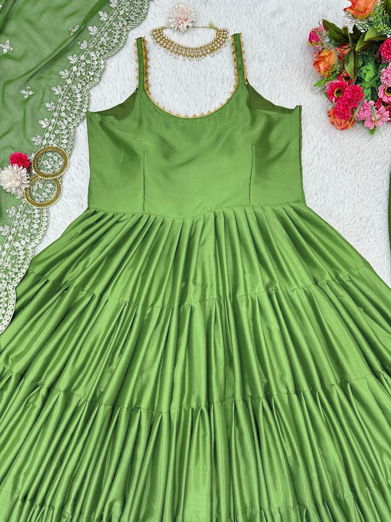 Emerald Green designer Anarkali Set