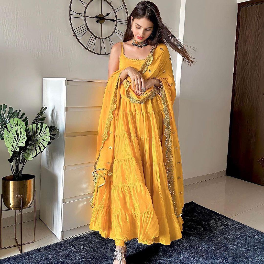 Sunset Yellow designer Anarkali Set