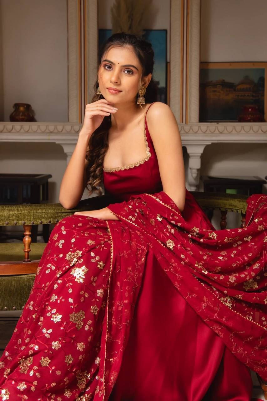 Mahi Red Anarkali Set