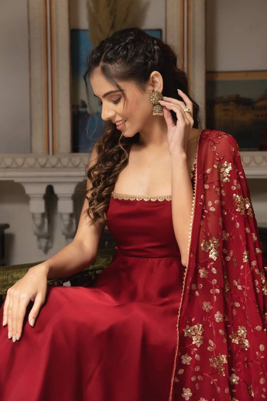 Mahi Red Anarkali Set