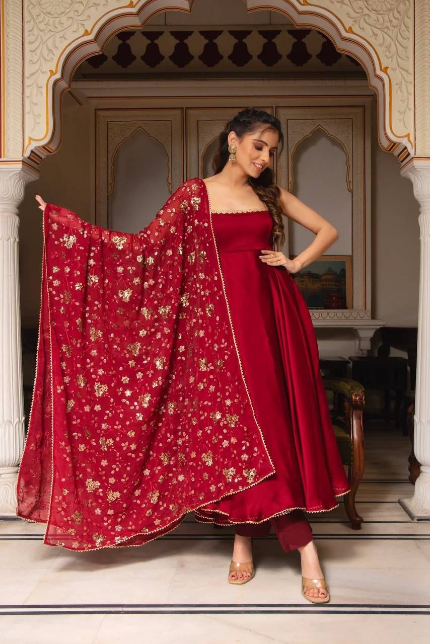 Mahi Red Anarkali Set