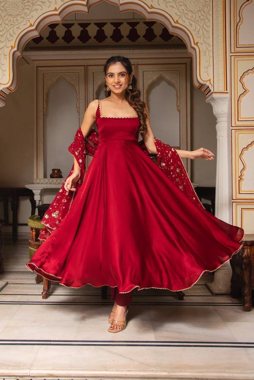 Mahi Red Anarkali Set