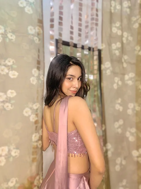 Mauve Nude Cocktail Saree - Ready to Wear