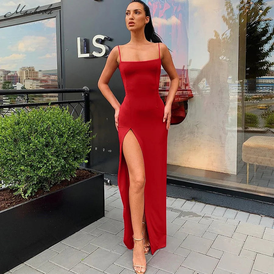 The Scarlet Dress - Backless High Slit Dress