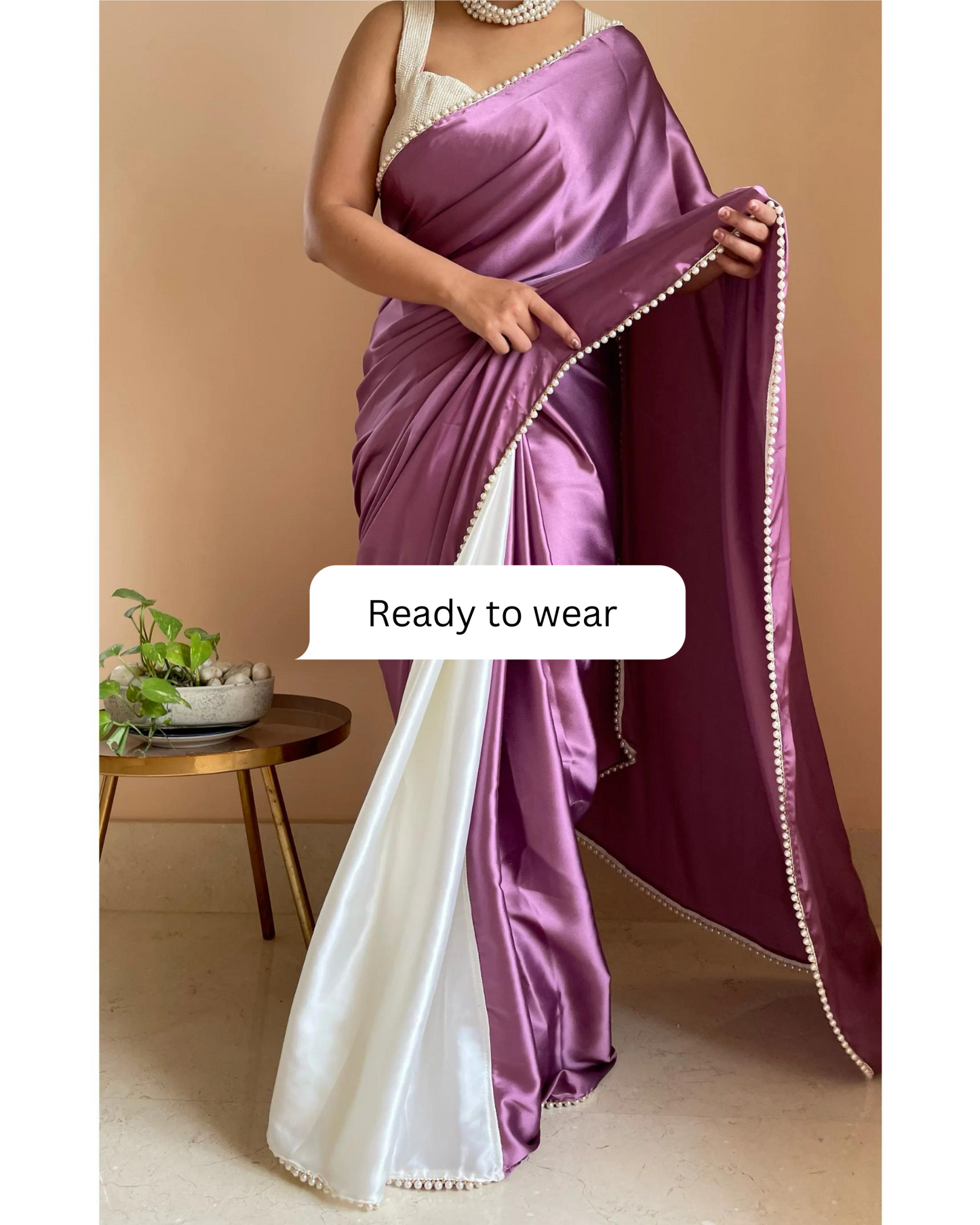 Clematis Two in One Satin Saree - Ready to Wear