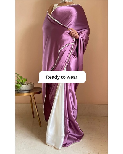 Clematis Two in One Satin Saree - Ready to Wear