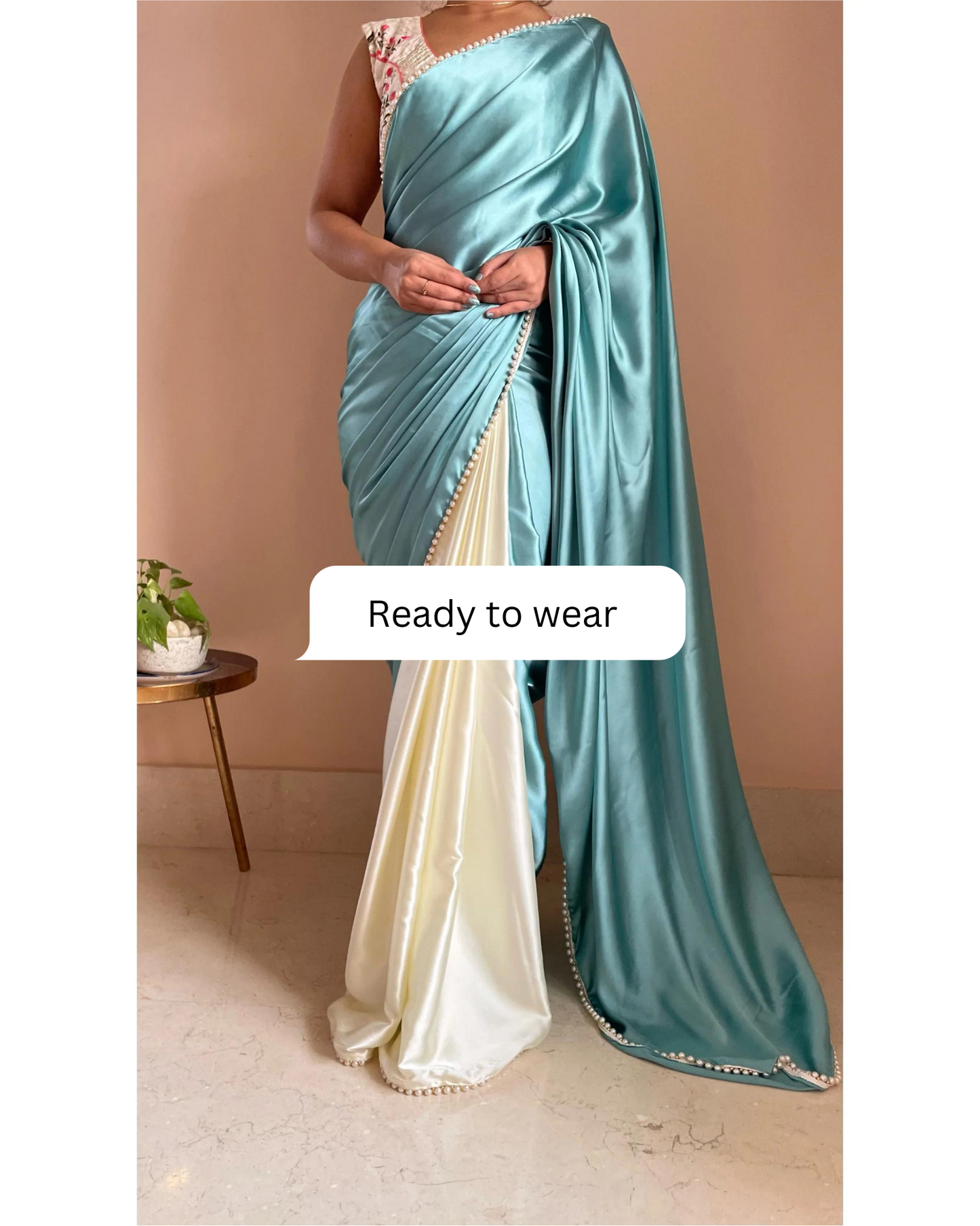 Blueberry Muffin Two in One Satin Saree - Ready to Wear