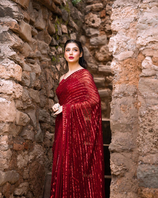 Red Kohinoor Saree