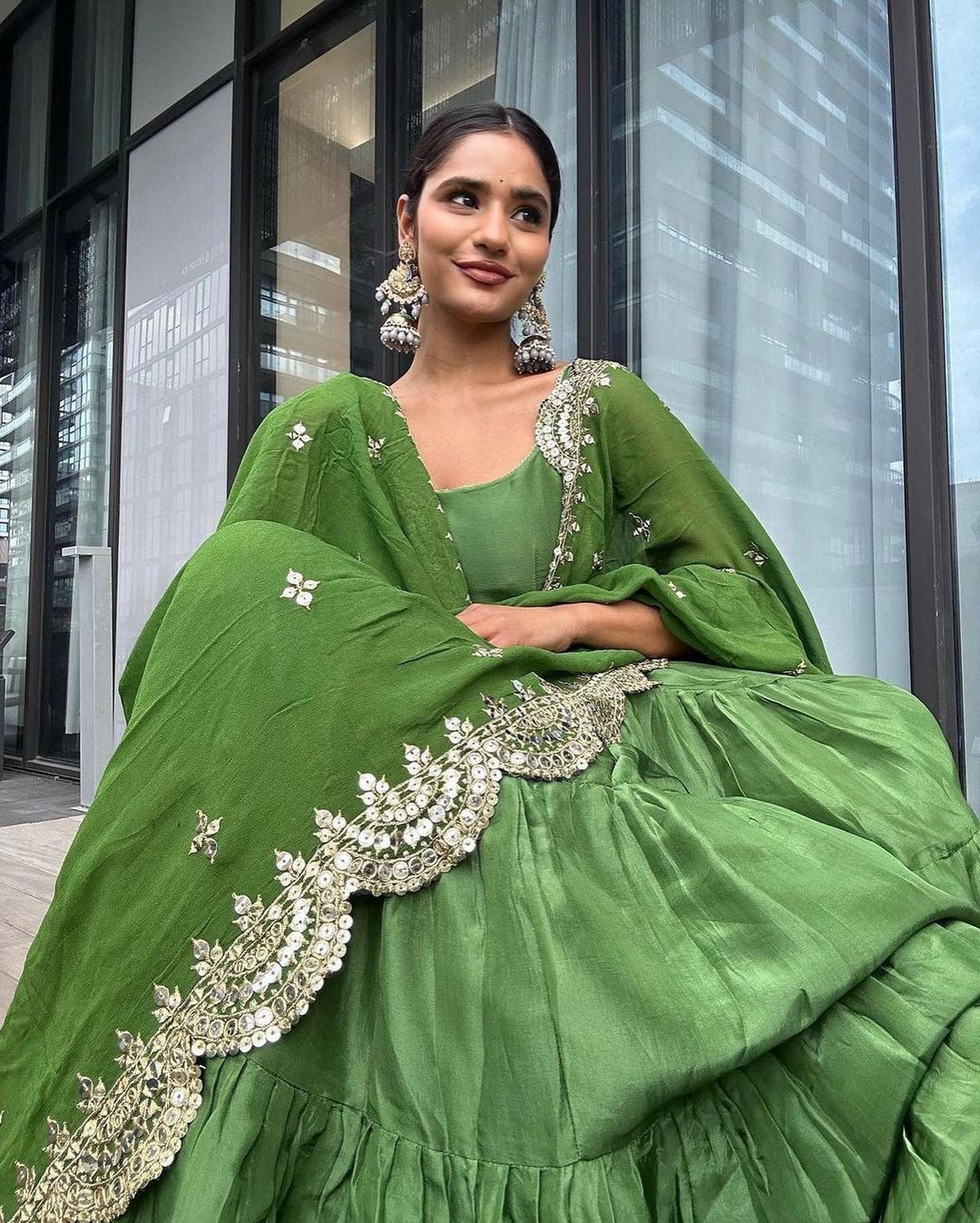 Emerald Green designer Anarkali Set