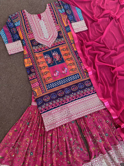 Rangoli Heavy Embroidery Sharara Suit with 5mm Sequence Work