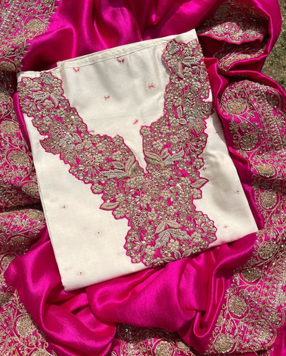 Rani Sahiba Pink Embroidery Silk Suit