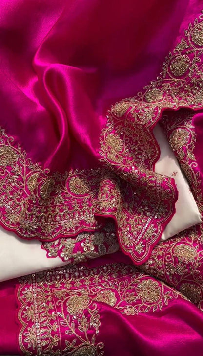 Rani Sahiba Pink Embroidery Silk Suit