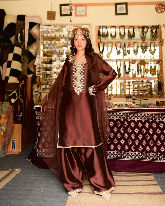 Royal Brown Kashmiri Suit Set