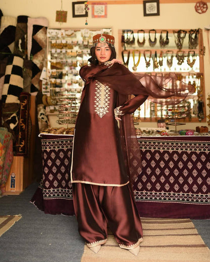 Royal Brown Kashmiri Suit Set